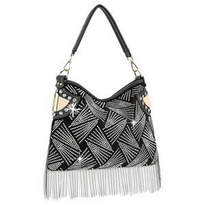 SOLD - Elegant Black and Silver Rhinestone Women's Handbag